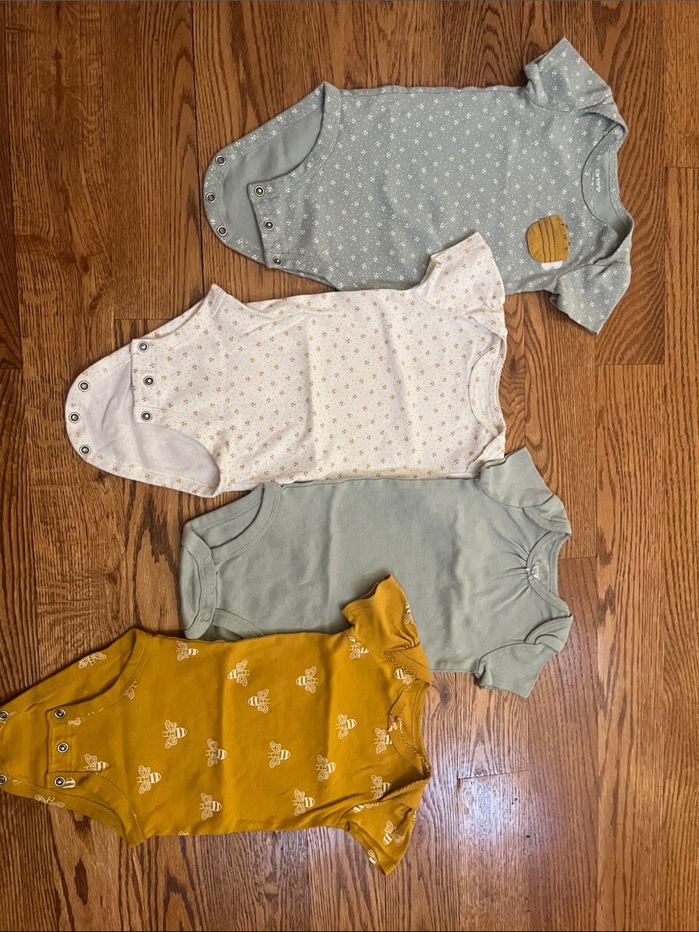 Carter's Baby Short Sleeve Bodysuit Set in Mustard, Sage, Cream